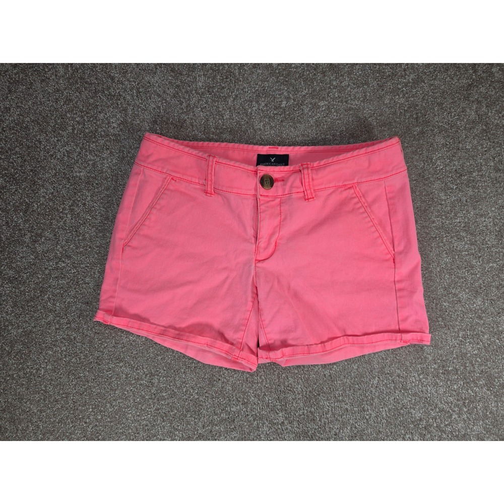 American Eagle Outfitters Midi Stretch Shorts Neon Pink Size 0 Casual Summer Y2K - Picture 1 of 7